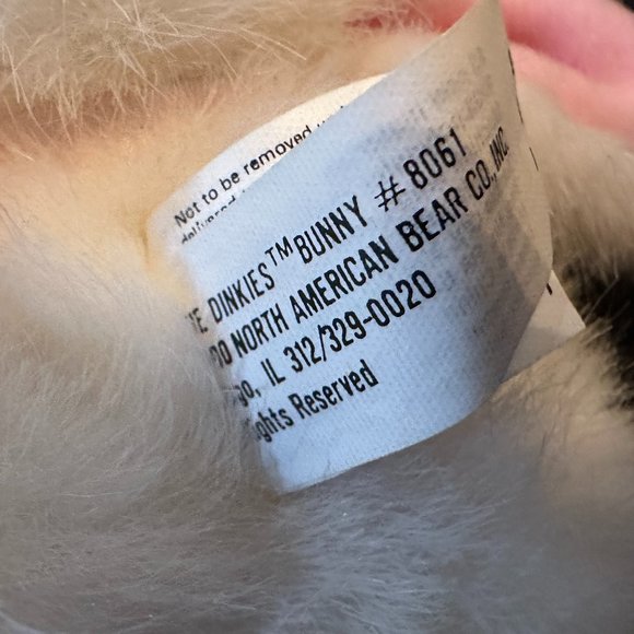 Rare VTG 1990 North American Bear Co. Inkie Dinkies Bunny Plush White Pink Bow - Picture 11 of 15